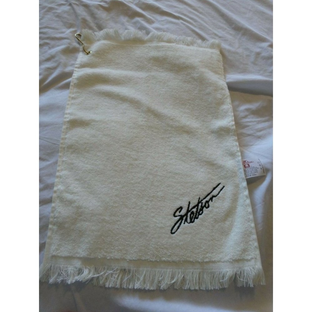 Vintage STETSON Coty Fragrance GIVEAWAY Embroidered Golf‎ Towel Cannon USA Made